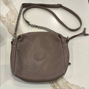 Roots Dusty Light Purple Leather Shoulder/Crossbody Bag with chain&leather strap